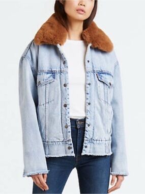 Levi’s oversized faux lined denim jacket
